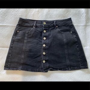 Black Hi-Rise A-Line Denim Skirt